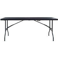 Berkfield Home Folding Garden Table Black 180x75x72 cm HDPE Imitation Rattan | Size: 180 x 75 x 72 cm