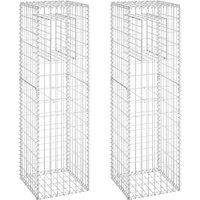 Berkfield Home Gabion Basket Posts 2 pcs 40x40x140 cm Iron in Silver | Size: 40 x 40 x 140 cm