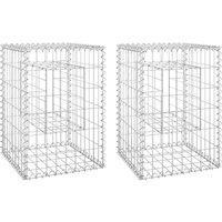 Berkfield Home Gabion Basket Posts 2 pcs 40x40x60 cm Iron in Silver | Size: 40 x 40 x 60 cm