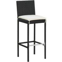 Berkfield Home Garden Bar Stools with Cushions 4 pcs Black Poly Rattan