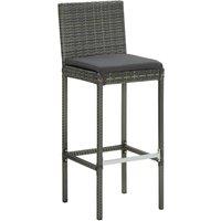 Berkfield Home Garden Bar Stools with Cushions 4 pcs Grey Poly Rattan