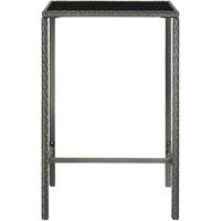 Berkfield Home Garden Bar Table Grey 70x70x110 cm Poly Rattan & Glass | Size: 70 x 70 x 110 cm