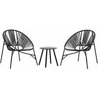 Berkfield Home Garden Chair Set 3 pcs Black Poly Rattan