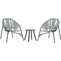 Berkfield Home Garden Chair Set 3 pcs Black & Light Grey Poly Rattan
