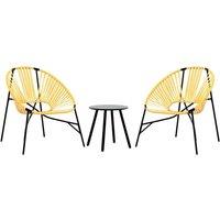 Berkfield Home Garden Chair Set 3 pcs Black & Yellow Poly Rattan