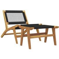 Berkfield Home Garden Chair with Footrest Solid Wood Teak & Polyester in Brown