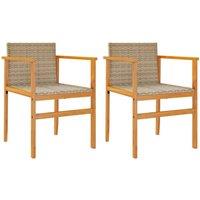 Berkfield Home Garden Chairs 2 pcs Beige Poly Rattan&Solid Wood