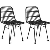 Berkfield Home Garden Chairs 2 pcs Black 48x62x84 cm PE Rattan | Size: 48 x 62 x 84 cm