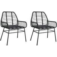 Berkfield Home Garden Chairs 2 pcs Black Poly Rattan