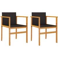 Berkfield Home Garden Chairs 2 pcs Black Poly Rattan&Solid Wood