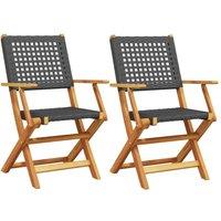 Berkfield Home Garden Chairs 2 pcs Black Solid Wood Acacia & Poly Rattan