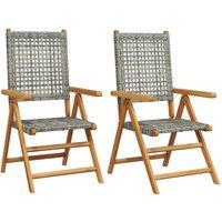 Berkfield Home Garden Chairs 2 pcs Grey Solid Wood Acacia & Poly Rattan