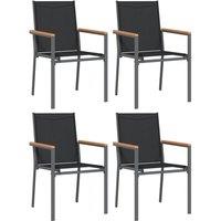Berkfield Home Garden Chairs 4 pcs Black 55x61.5x90 cm Textilene & Steel