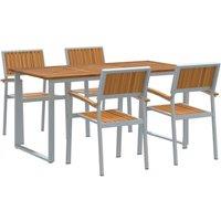 Berkfield Home Garden Dining Set Set of 5 Grey & Wood Tone Metal & Wood