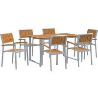 Berkfield Home Garden Dining Set Set of 7 Grey, Wood Metal Sturdy in Grey