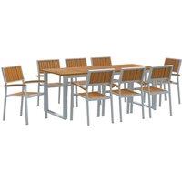 Berkfield Home Garden Dining Set Set of 9 Grey, Wood Tone Metal Durable in Grey