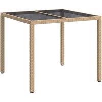Berkfield Home Garden Dining Table Beige 90x90x75 cm Poly Rattan | Size: 90 x 90 x 75 cm