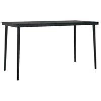 Berkfield Home Garden Dining Table Black 140x70x74 cm Steel & Glass | Size: 140 x 70 x 74 cm