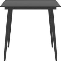 Berkfield Home Garden Dining Table Black 80x80x74 cm Steel & Glass | Size: 80 x 80 x 74 cm