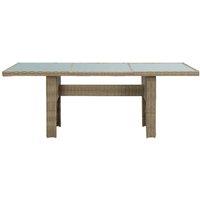 Berkfield Home Garden Dining Table Brown 200x100x74 cm Glass & Poly Rattan | Size: 200 x 100 x 74 cm