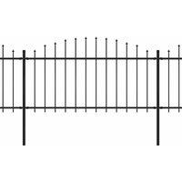Berkfield Home Garden Fence with Spear Top Steel (1.25-1.5)x13.6 m Black