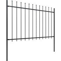 Berkfield Home Garden Fence with Spear Top Steel 5.1x1.2 m Black