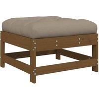 Berkfield Home Garden Footstool with Cushion Honey Brown Solid Wood Pine