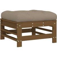 Berkfield Home Garden Footstool with Cushion Honey Brown Solid Wood Pine