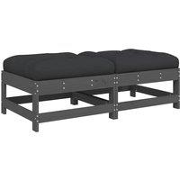 Berkfield Home Garden Footstools with Cushions 2pcs Grey Solid Wood Pine