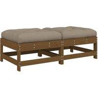 Berkfield Home Garden Footstools with Cushions 2pcs Honey Brown Solid Wood Pine