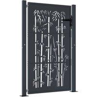 Berkfield Home Garden Gate Anthracite 105x130 cm Steel Bamboo Design