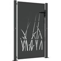 Berkfield Home Garden Gate Anthracite 105x130 cm Steel Grass Design