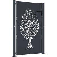 Berkfield Home Garden Gate Anthracite 105x130 cm Steel Tree Design