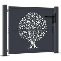 Berkfield Home Garden Gate Anthracite 105x80 cm Steel Tree Design in Dark Grey
