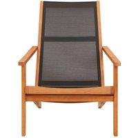 Berkfield Home Garden Lounge Chair Black Solid Eucalyptus Wood & Textilene