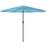Berkfield Home Garden Parasol with Steel Pole Blue 388x388x248 cm | Size: 388 x 388 x 248 cm