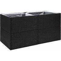 Berkfield Home Garden Planter Black 157x80x80 cm Poly Rattan | Size: 157 x 80 x 80 cm