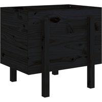 Berkfield Home Garden Planter Black 62x50x57 cm Solid Wood Pine | Size: 62 x 50 x 57 cm
