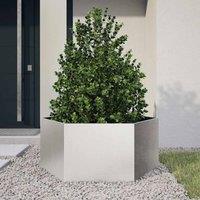Berkfield Home Garden Planter Hexagon 104x90x45 cm Stainless Steel in Silver | Size: 104 x 90 x 45 cm