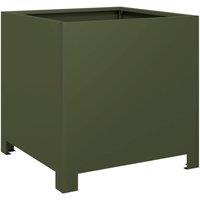 Berkfield Home Garden Planter Olive Green 40x40x40 cm Steel | Size: 40 x 40 x 40 cm