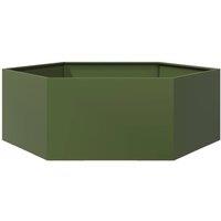 Berkfield Home Garden Planter Olive Green Hexagon 138x120x45 cm Steel | Size: 138 x 120 x 45 cm