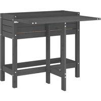 Berkfield Home Garden Planter with Folding Tabletop Grey Solid Wood Pine