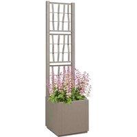 Berkfield Home Garden Planter with Trellis - Light Brown - 36x36x140 cm - PP in Grey | Size: 36 x 36 x 140 cm