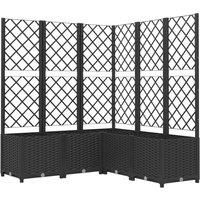 Berkfield Home Garden Planter with Trellis Black 120x120x136 cm PP | Size: 120 x 120 x 136 cm