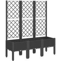 Berkfield Home Garden Planter with Trellis Black 120x40x142 cm PP | Size: 120 x 40 x 142 cm