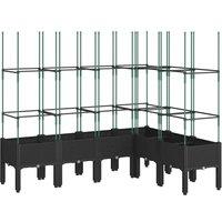 Berkfield Home Garden Planter with Trellis Black 160x120x142.5 cm PP