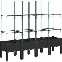 Berkfield Home Garden Planter with Trellis Black 160x40x142.5 cm PP