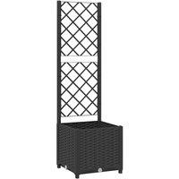 Berkfield Home Garden Planter with Trellis Black 40x40x136 cm PP | Size: 40 x 40 x 136 cm