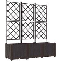 Berkfield Home Garden Planter with Trellis 3 pcs Brown 120x40x143 cm | Size: 120 x 40 x 143 cm