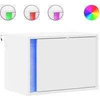 Berkfield Home Wall-mounted Bedside Cabinets with LED Lights 2 pcs White